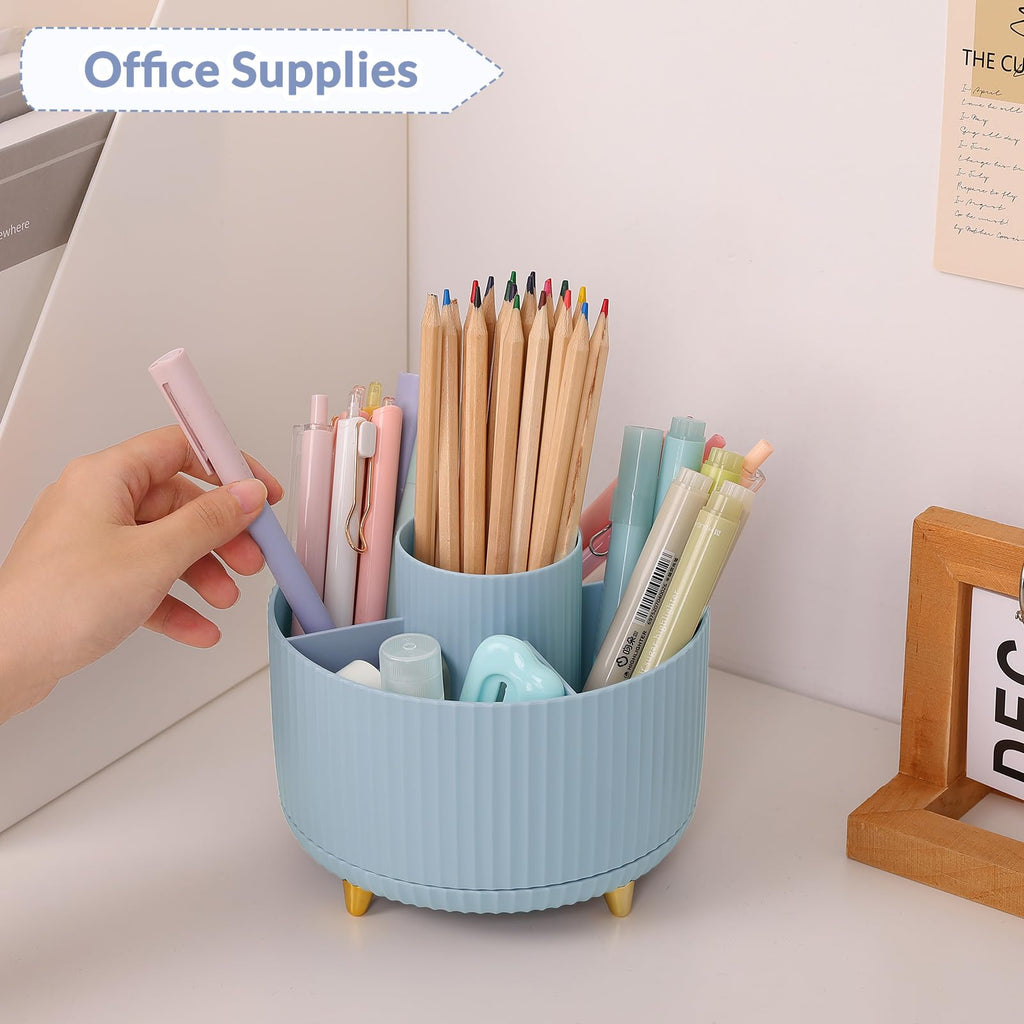 SKYDUE 5-Slot 360° Rotating Desktop Pen and Pencil Organizer
