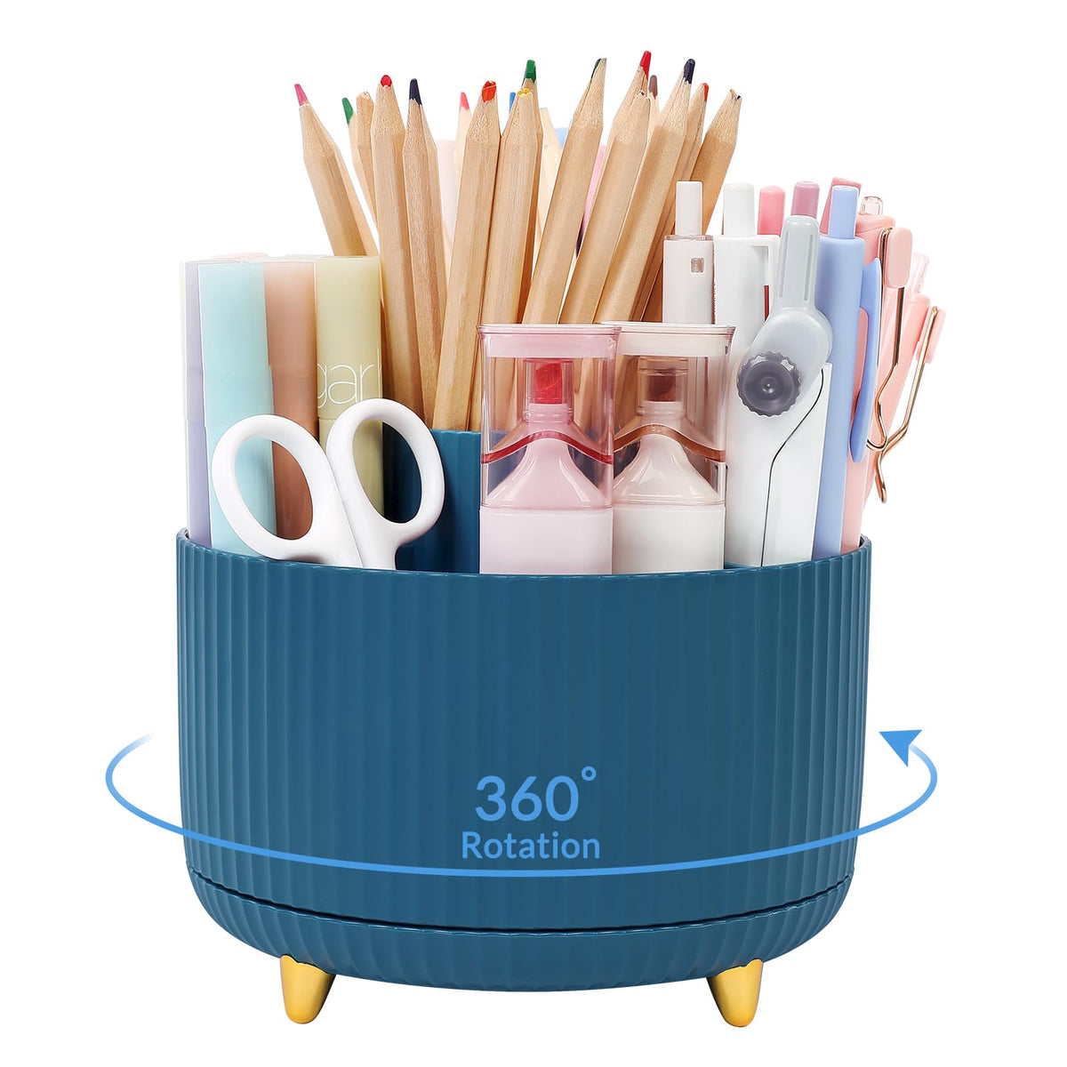 SKYDUE 5-Slot 360° Rotating Desktop Pen and Pencil Organizer