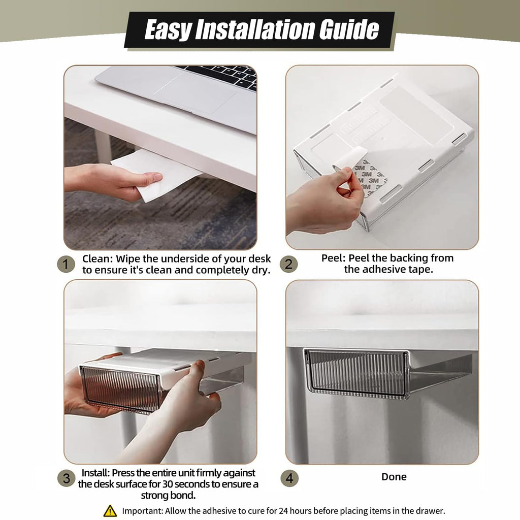TooCust 2-Pack Slide-Out Under-Desk Drawers, Large & Medium