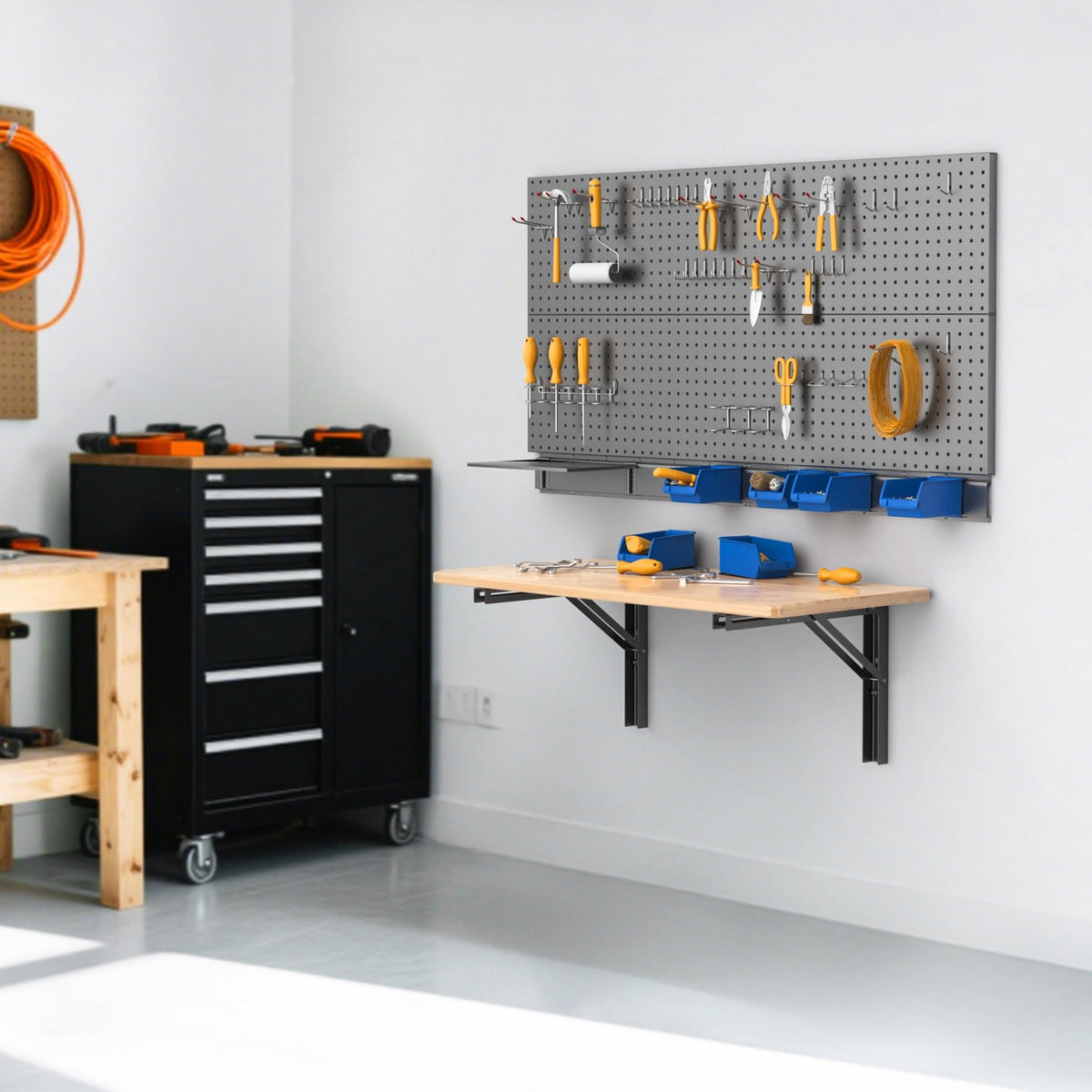 WALMANN Heavy-Duty Wall-Mounted Folding Workbench Table