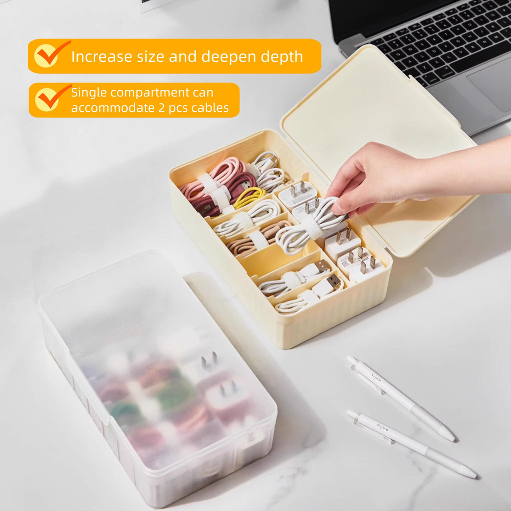 Atathro Extra-Wide Travel Cable Organizer Box with Lid