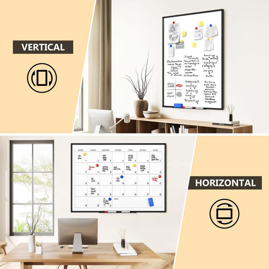 Large Magnetic Dry Erase Whiteboard with Aluminum Frame