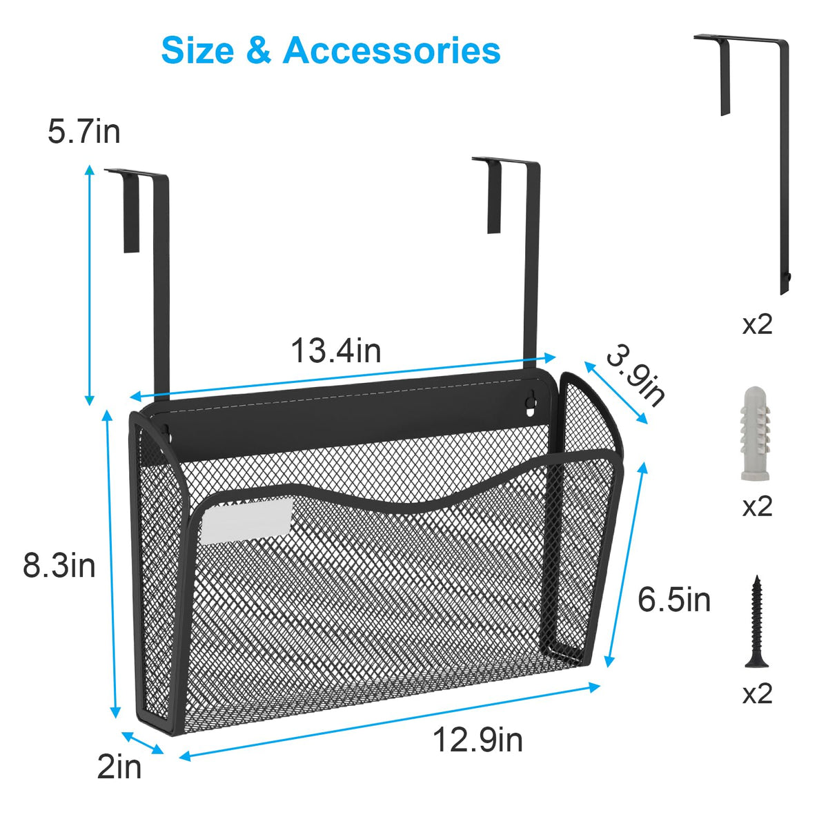 BOHDK Wall-Mounted Mesh File Organizer for Home Office