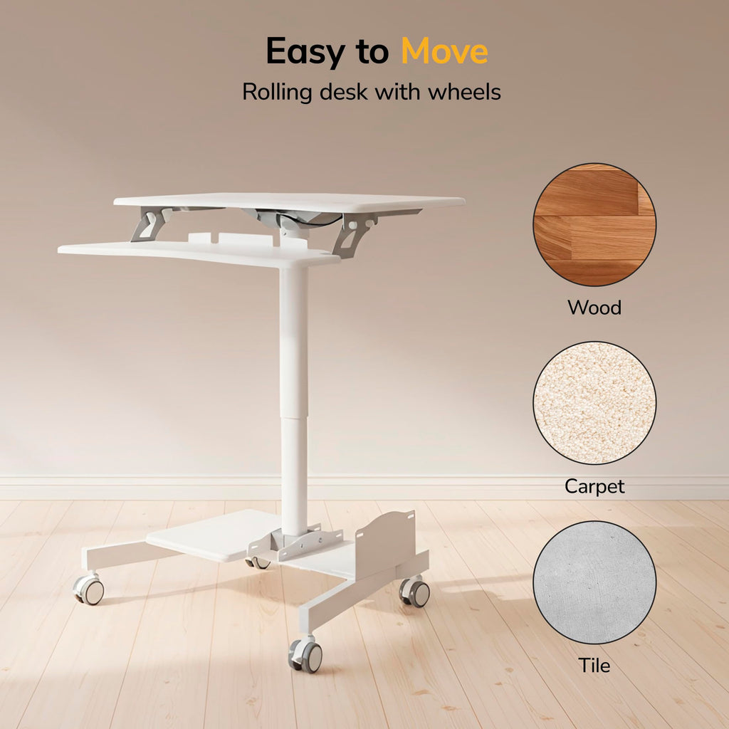 Mount-It! 28-Inch Height-Adjustable Rolling Computer Cart
