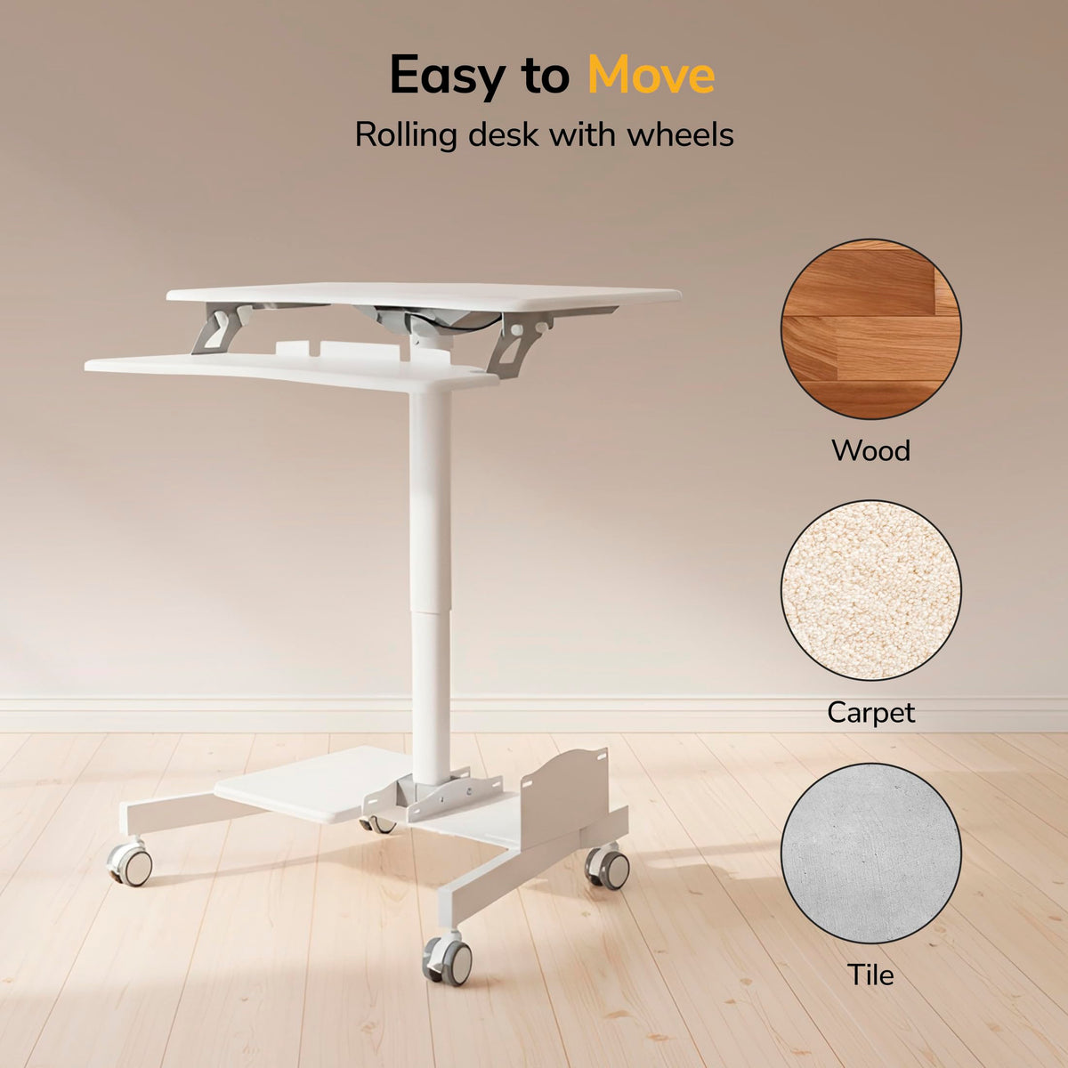 Mount-It! 28-Inch Height-Adjustable Rolling Computer Cart