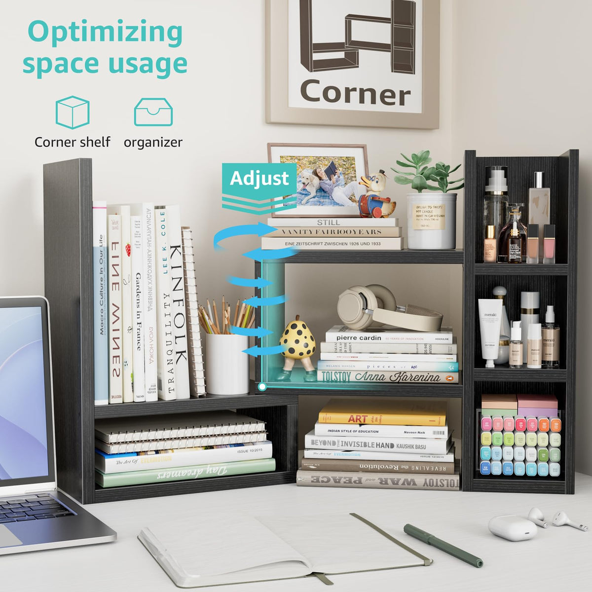 NUTIKAS Desktop Organizer Shelf for Office Desk Storage