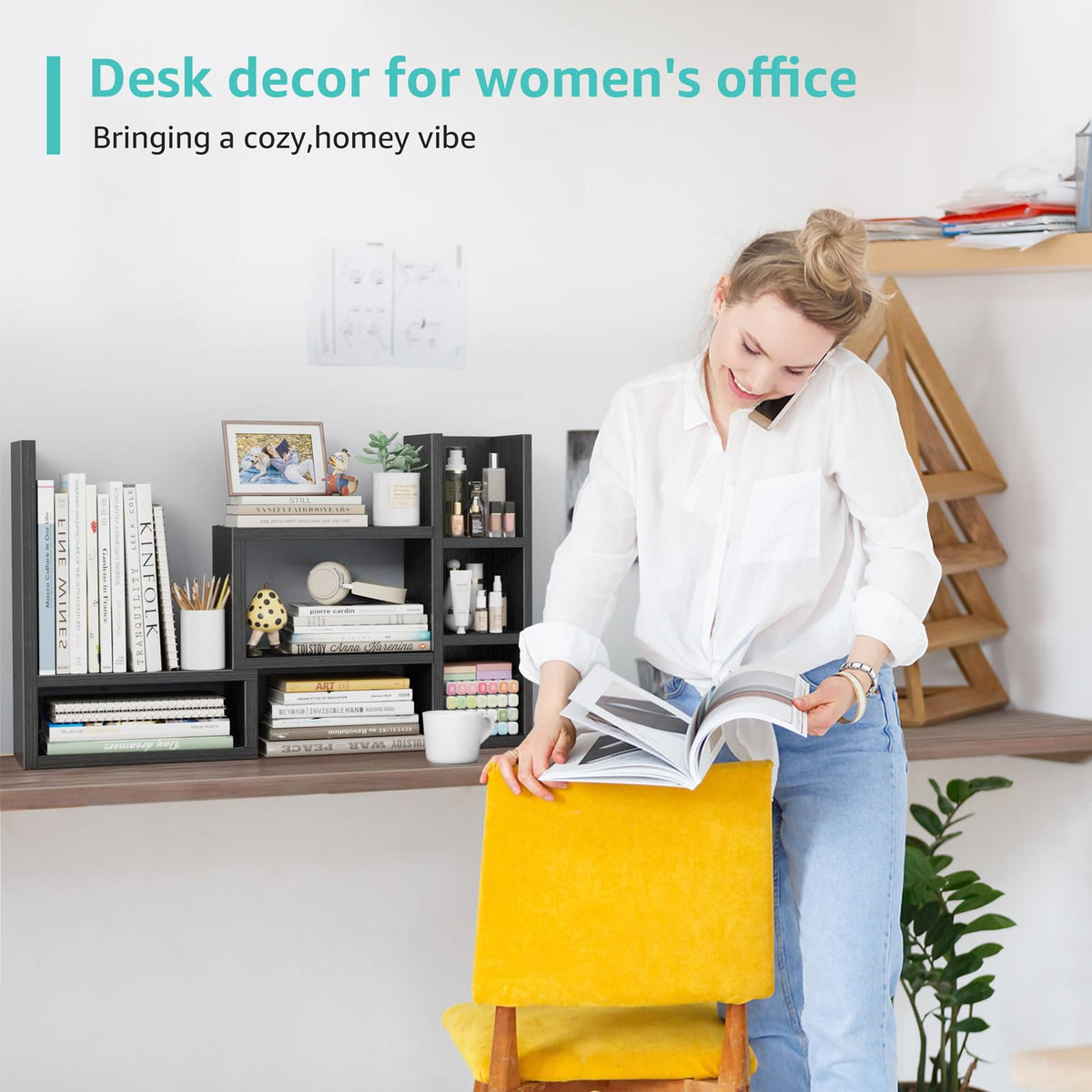 NUTIKAS Desktop Organizer Shelf for Office Desk Storage