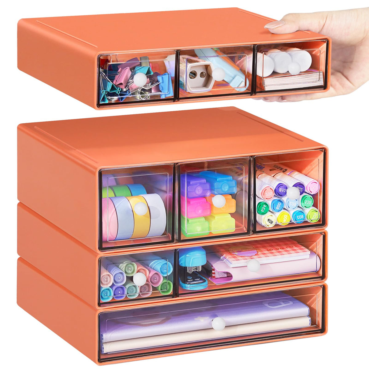 FODIENS 4-Tier Stackable Desktop Organizer with 9 Drawers