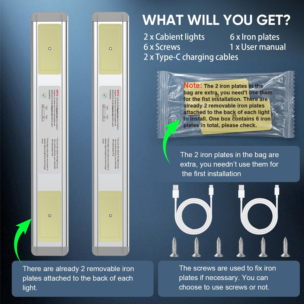 Rechargeable Magnetic Motion Sensor Under-Cabinet LED Lights