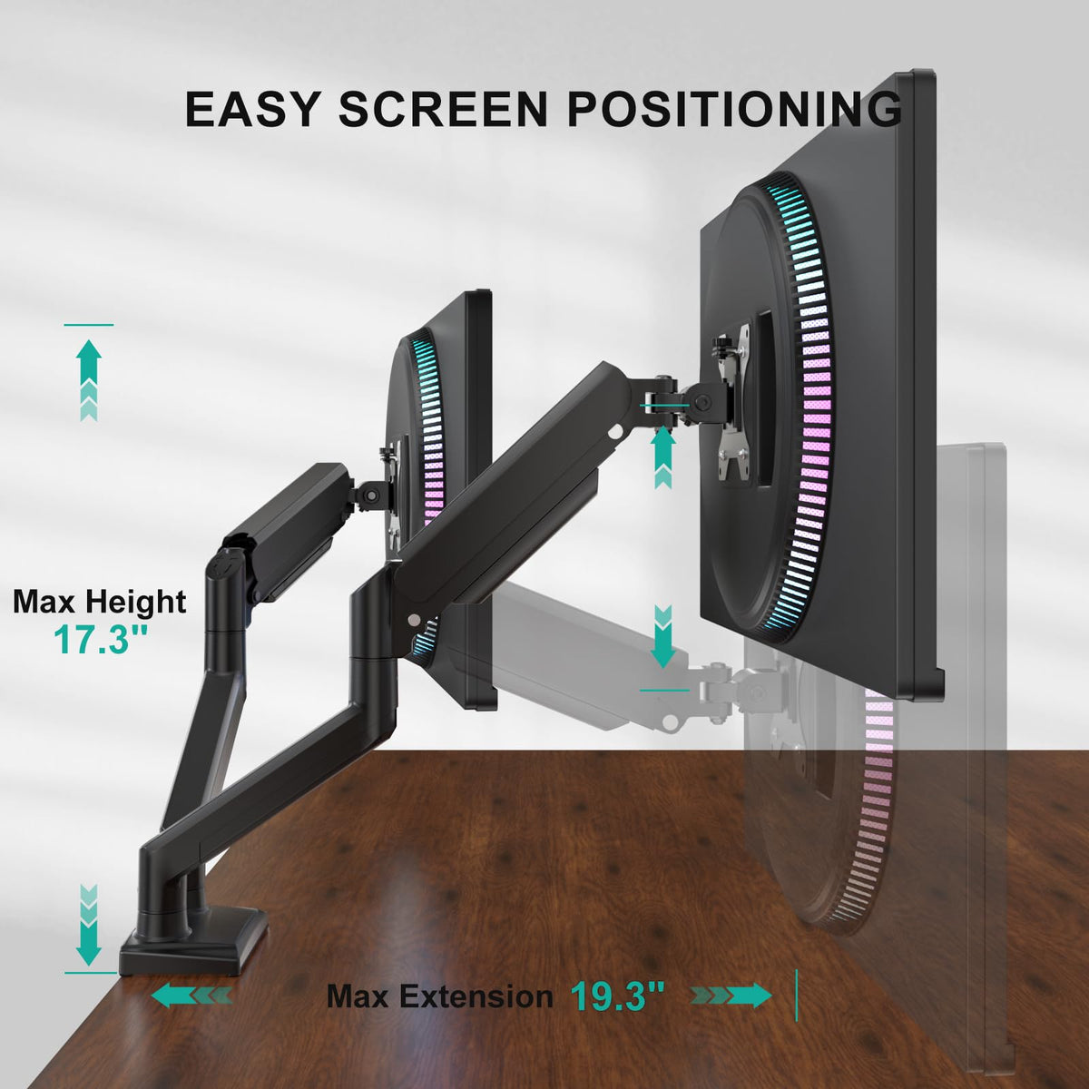 WALI Adjustable Monitor Arm Mount for Single to Quad Screens