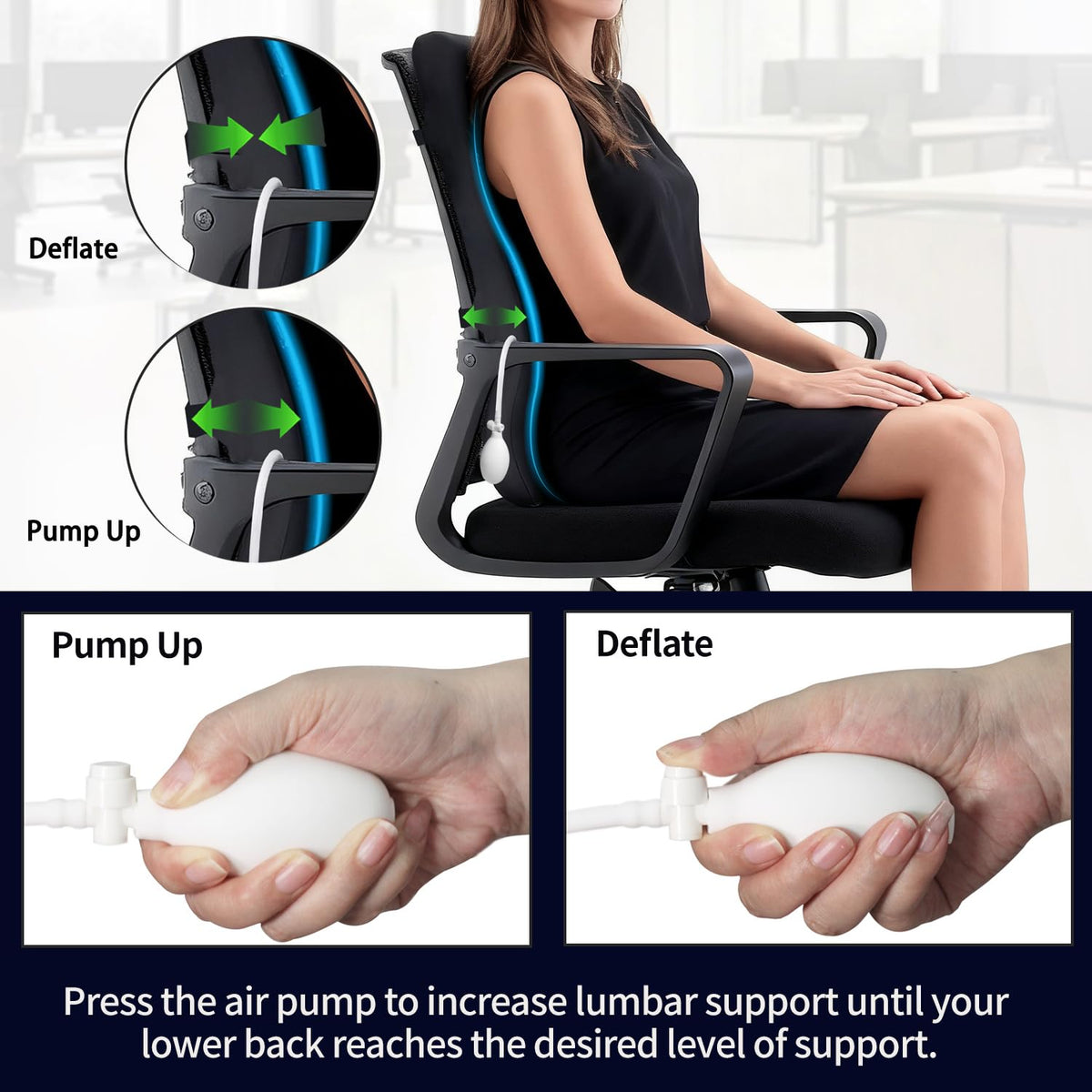 Adjustable Lumbar Support Pillow with Cooling Gel, Full Back Pain Relief