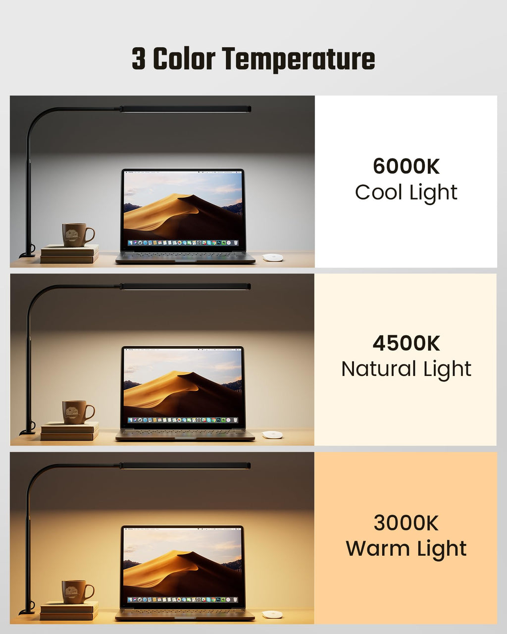 SUPERDANNY Dimmable LED Desk Lamp with 360° Gooseneck