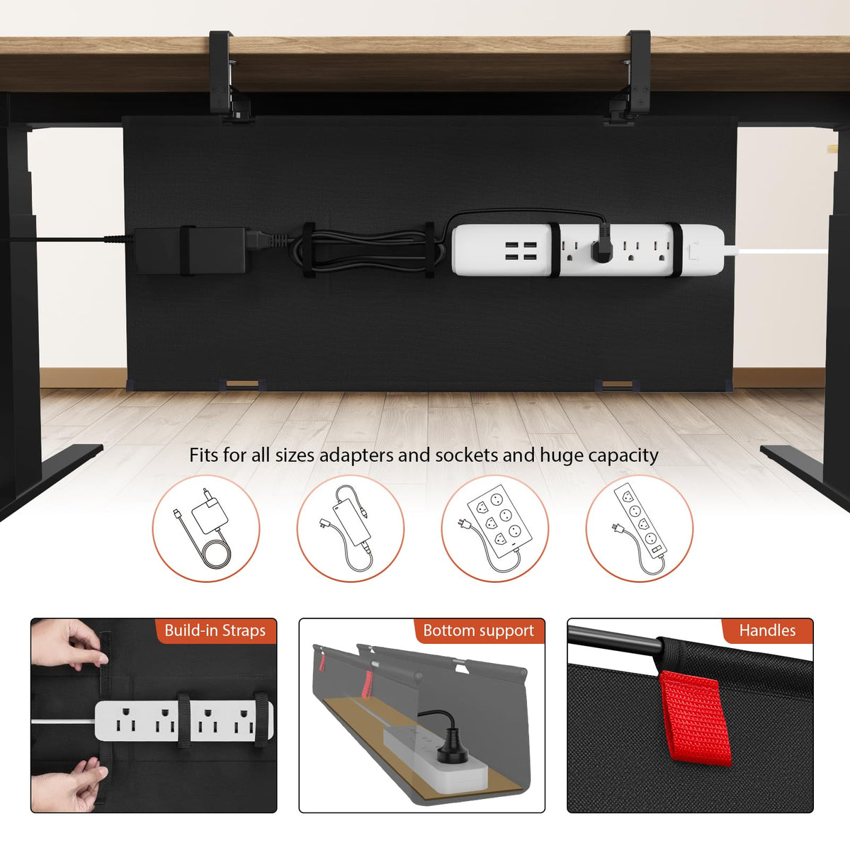 Univivi Under-Desk Cable Management Tray for Office Desks