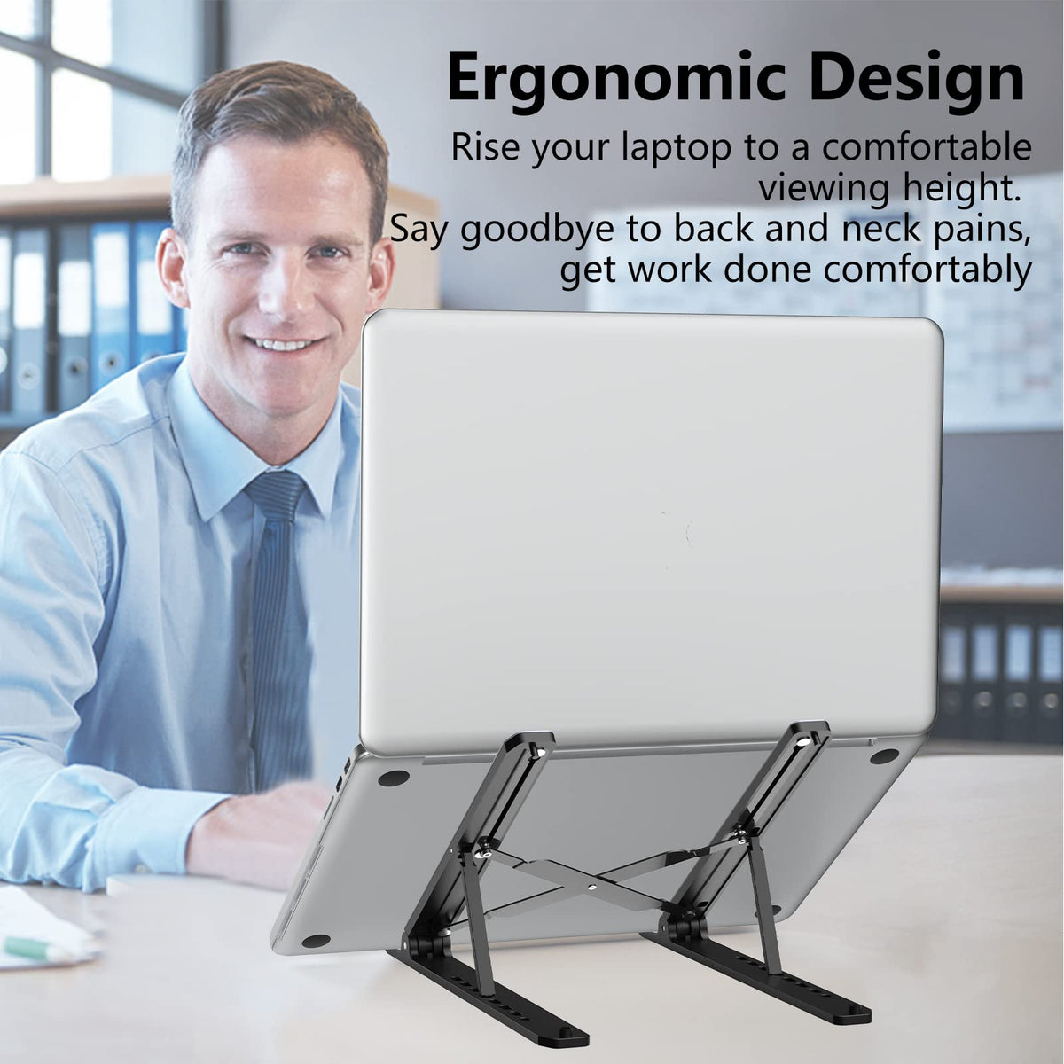 Tonmom Foldable Adjustable Laptop Stand for 10–15.6-Inch Laptops