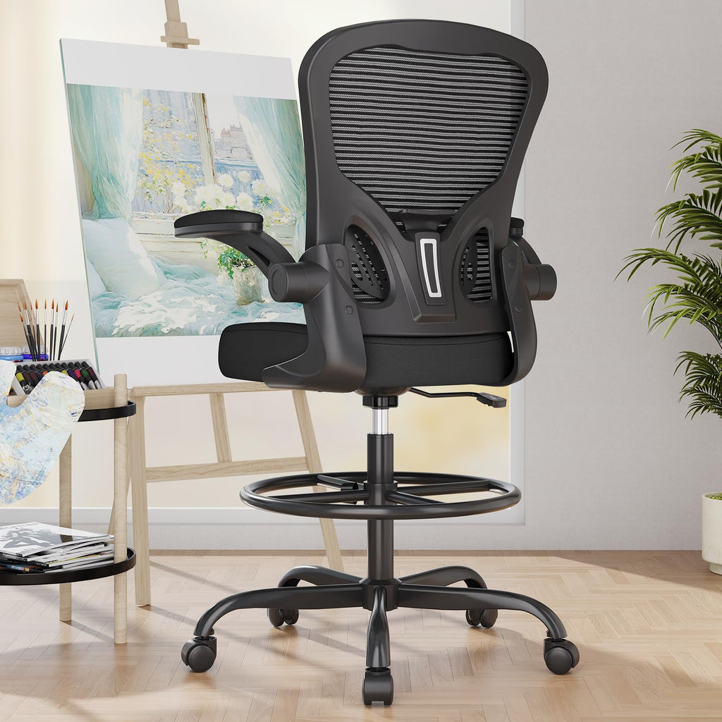 Synorla Ergonomic Mesh Drafting Chair with Flip-Up Arms