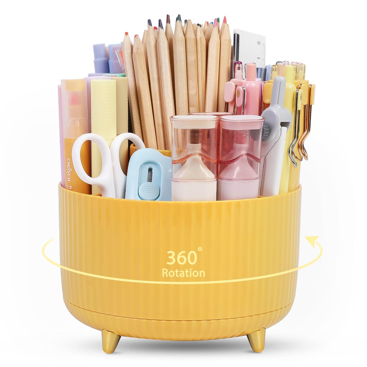 SKYDUE 5-Slot 360° Rotating Desktop Pen and Pencil Organizer