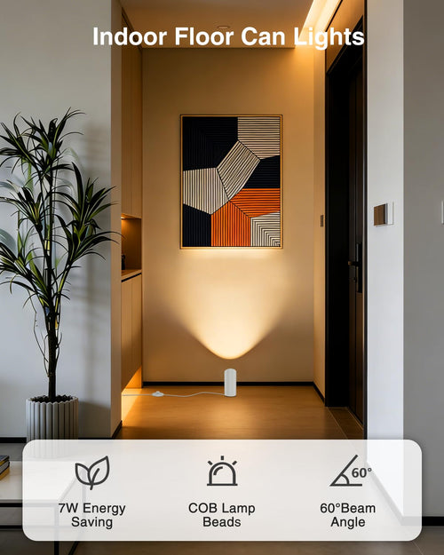 Abovizo Uplighting Indoor, 8W LED Floor Can Lights with Remote, White