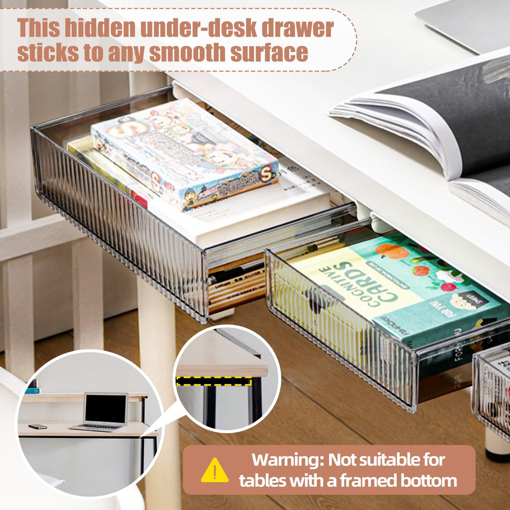TooCust 2-Pack Slide-Out Under-Desk Drawers, Large & Medium