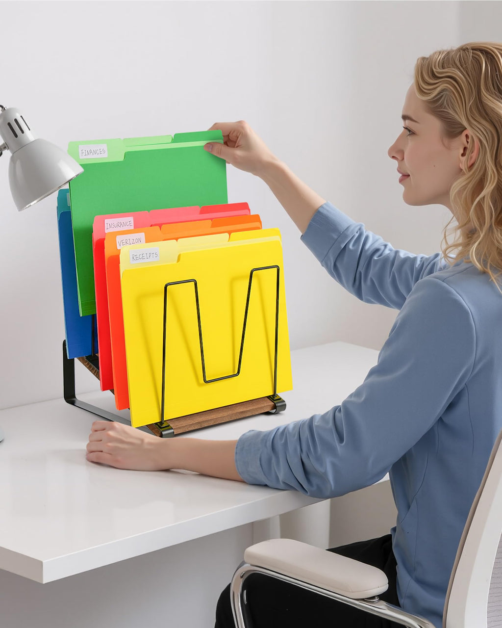 HULISEN Inclined Desktop File Organizer for Office Use
