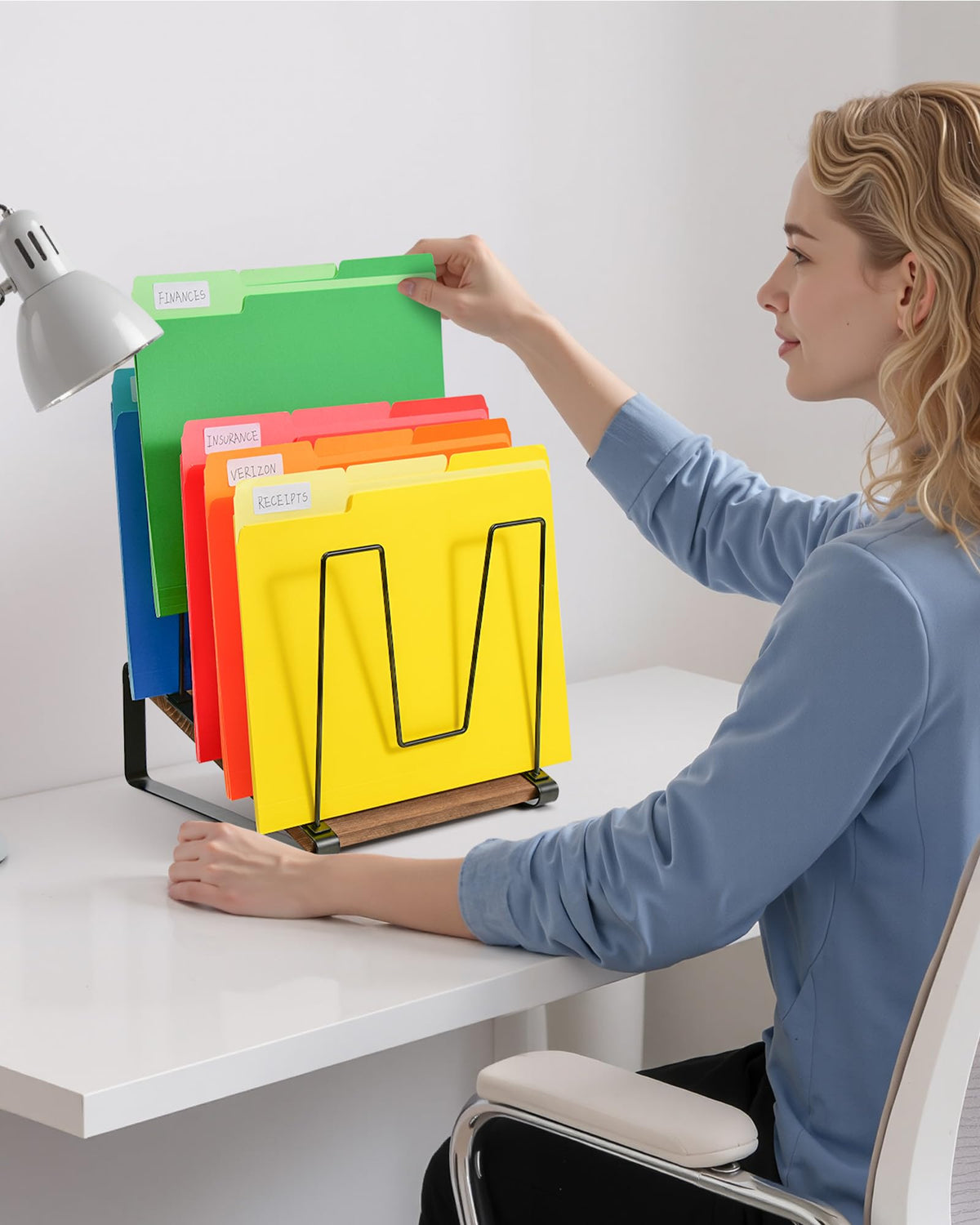 HULISEN Inclined Desktop File Organizer for Office Use