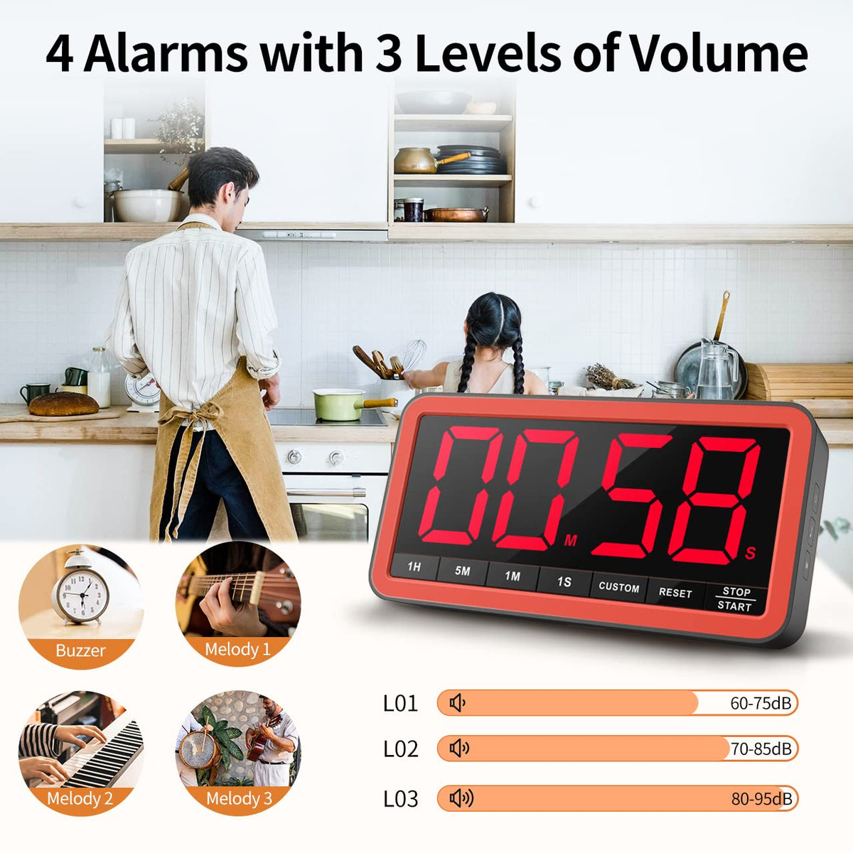 VOCOO 7.8-Inch LED Magnetic Digital Kitchen Timer