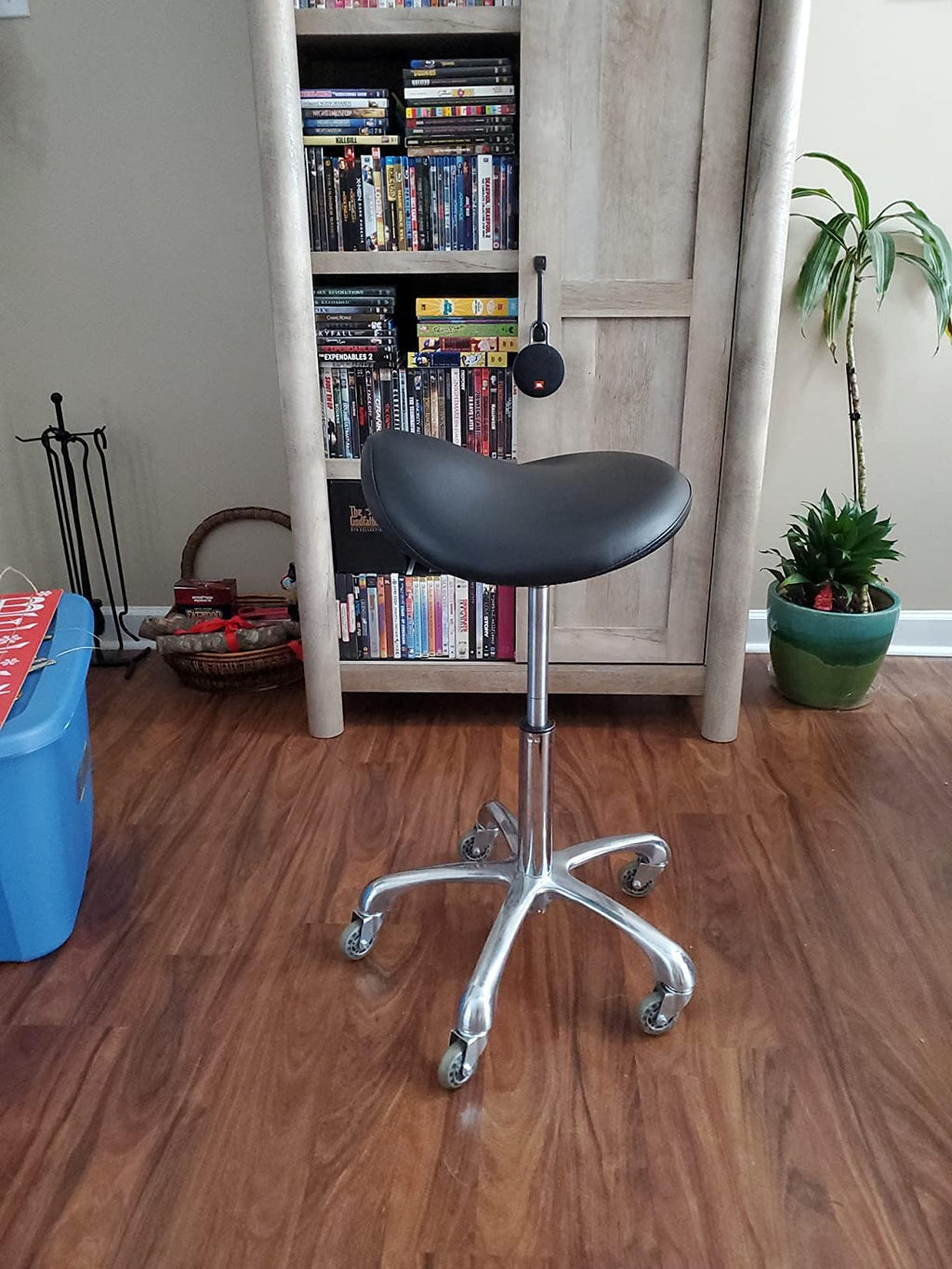FRNIAMC Ergonomic Height-Adjustable Rolling Saddle Stool