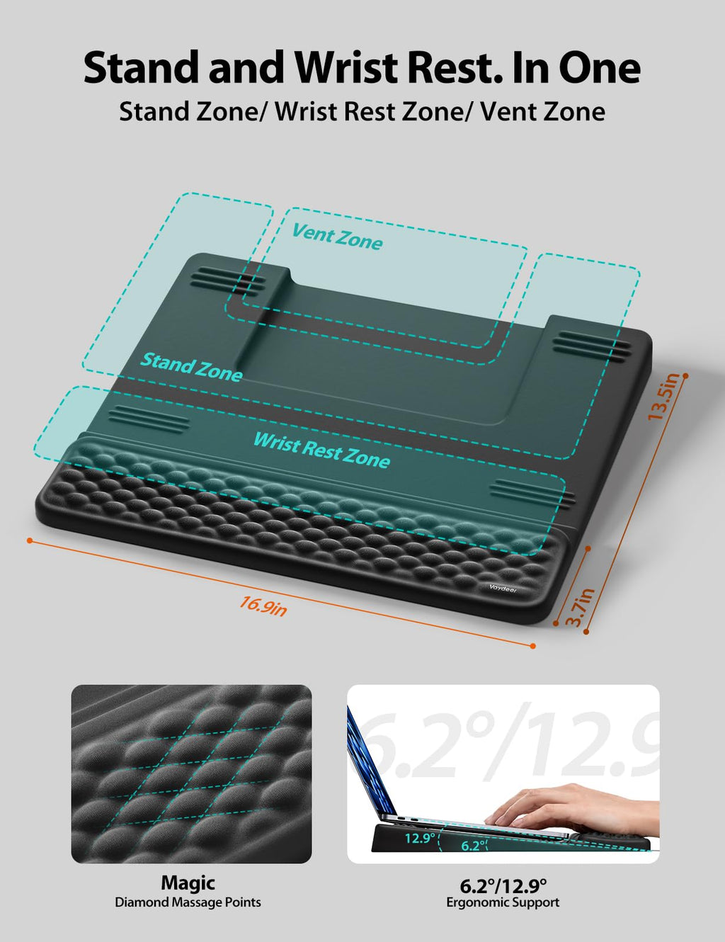 Vaydeer Laptop Stand and Wrist Rest Set for Office Use