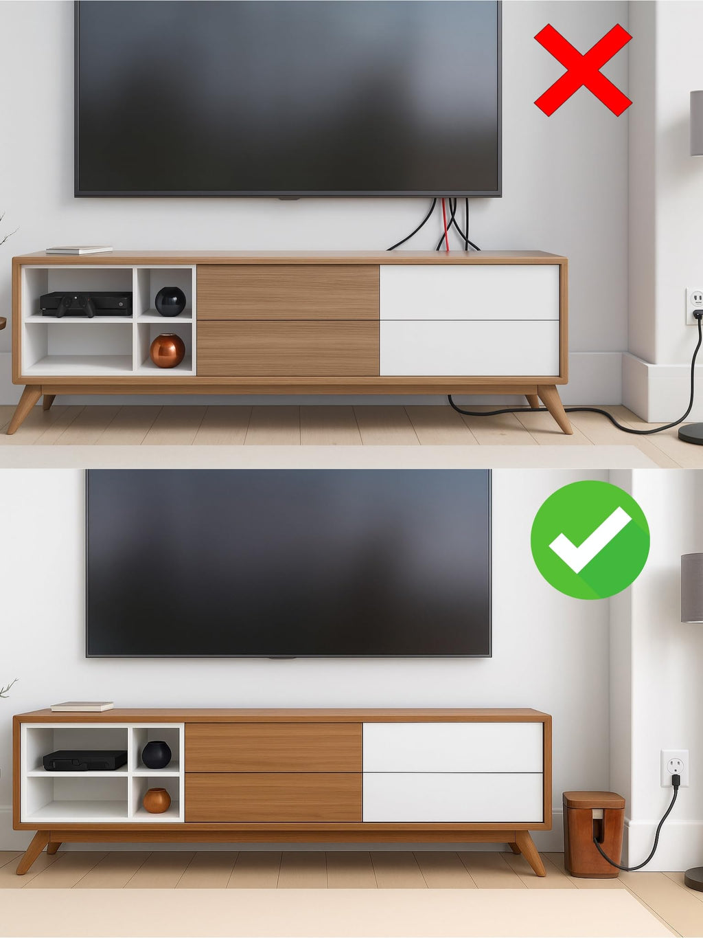 Acacia Cable Management Box - Rustic Design