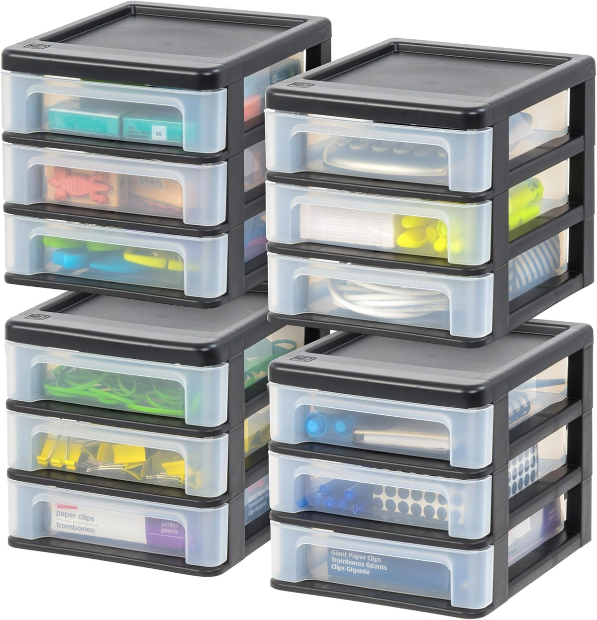 IRIS USA Stackable Plastic Desktop Storage Organizer
