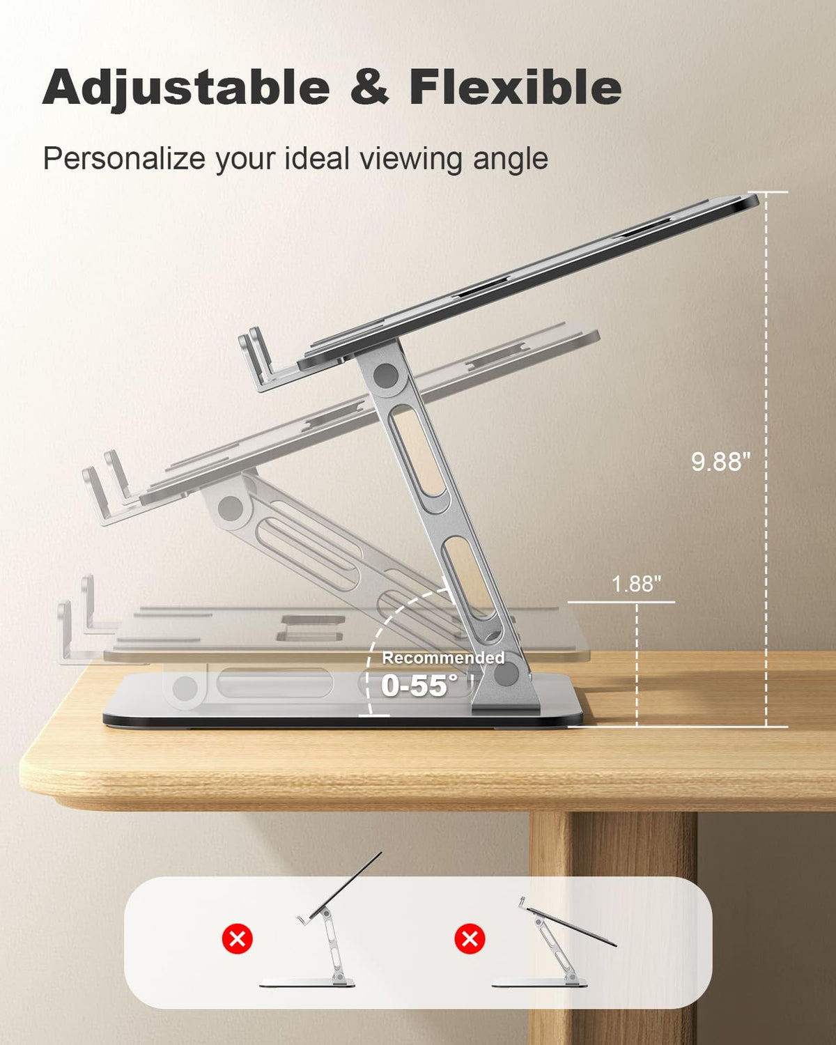 RIWUCT Adjustable Height Ergonomic Laptop Stand for Desk