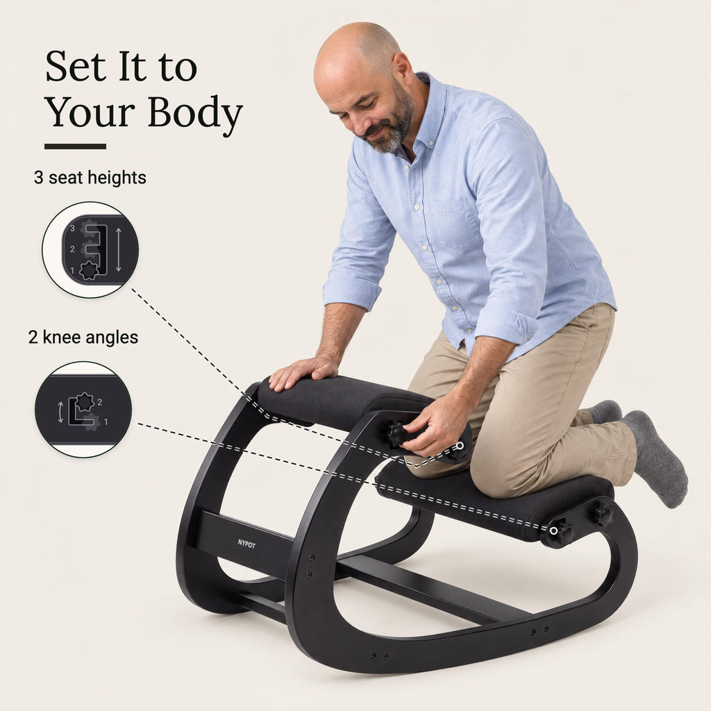 NYPOT Adjustable Ergonomic Rocking Kneeling Chair, 250 lb