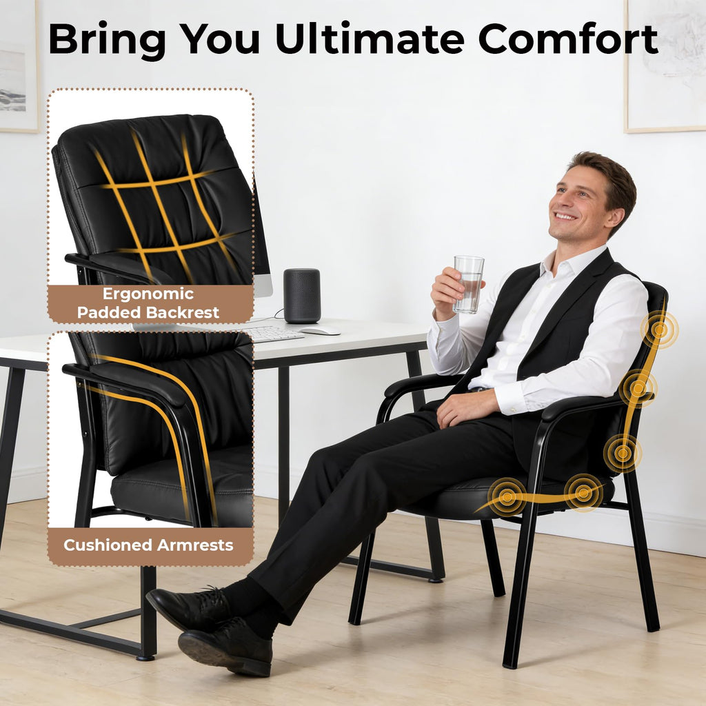 OLIXIS 500 lb PU Leather Guest Reception Chair, Brown