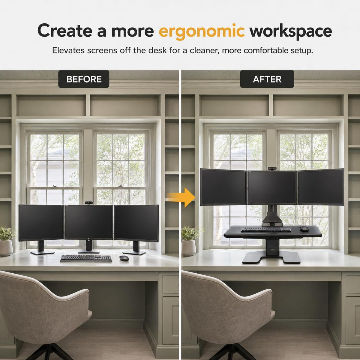 Mount-It! Electric Standing Desk Converter | Height Adjustable Sit-Stand Converting Desk for Home, Office | Stand-Up Computer Workstation with Monitor Mount