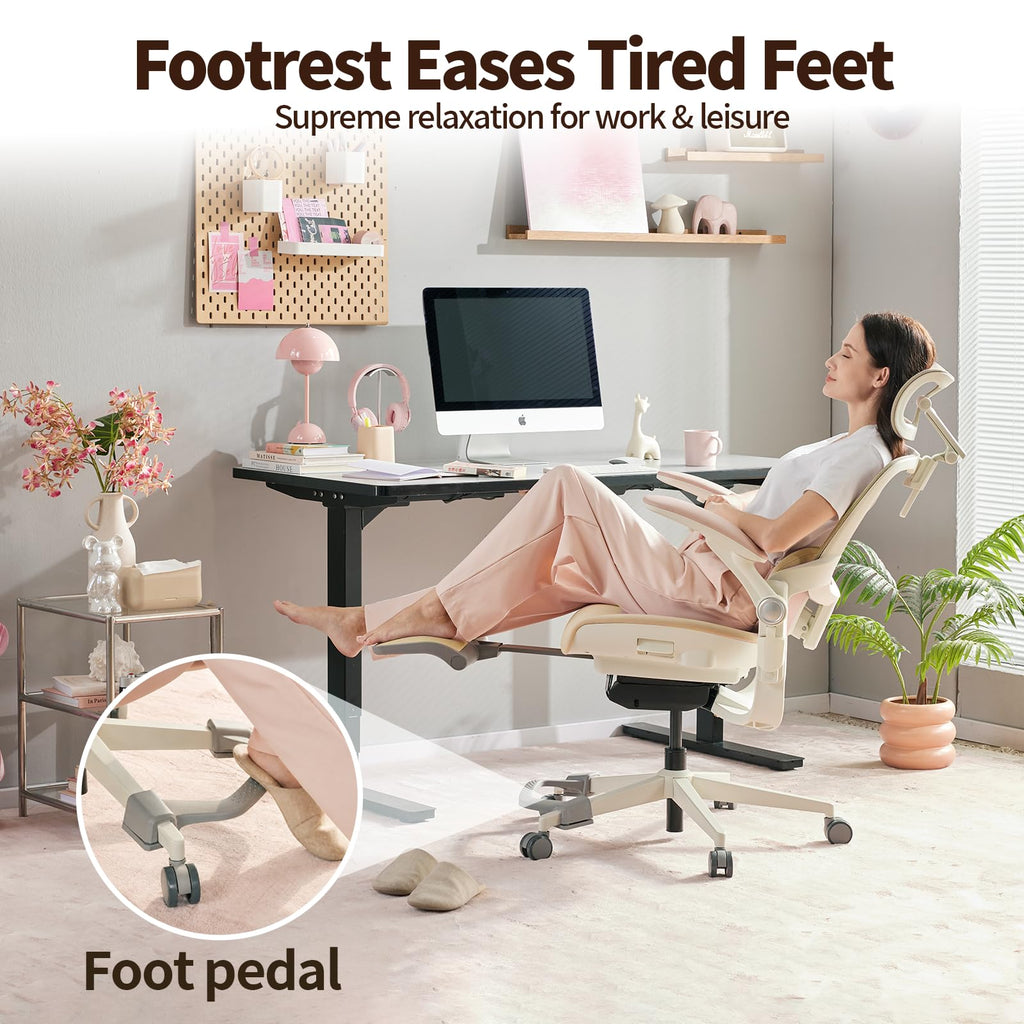 MUSSO E80 Muse Petite Ergonomic Office Chair with Footrest