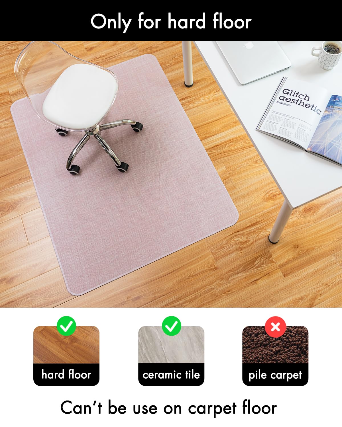 Heavy-Duty Non-Slip PVC Office Chair Mat for Hard Floors
