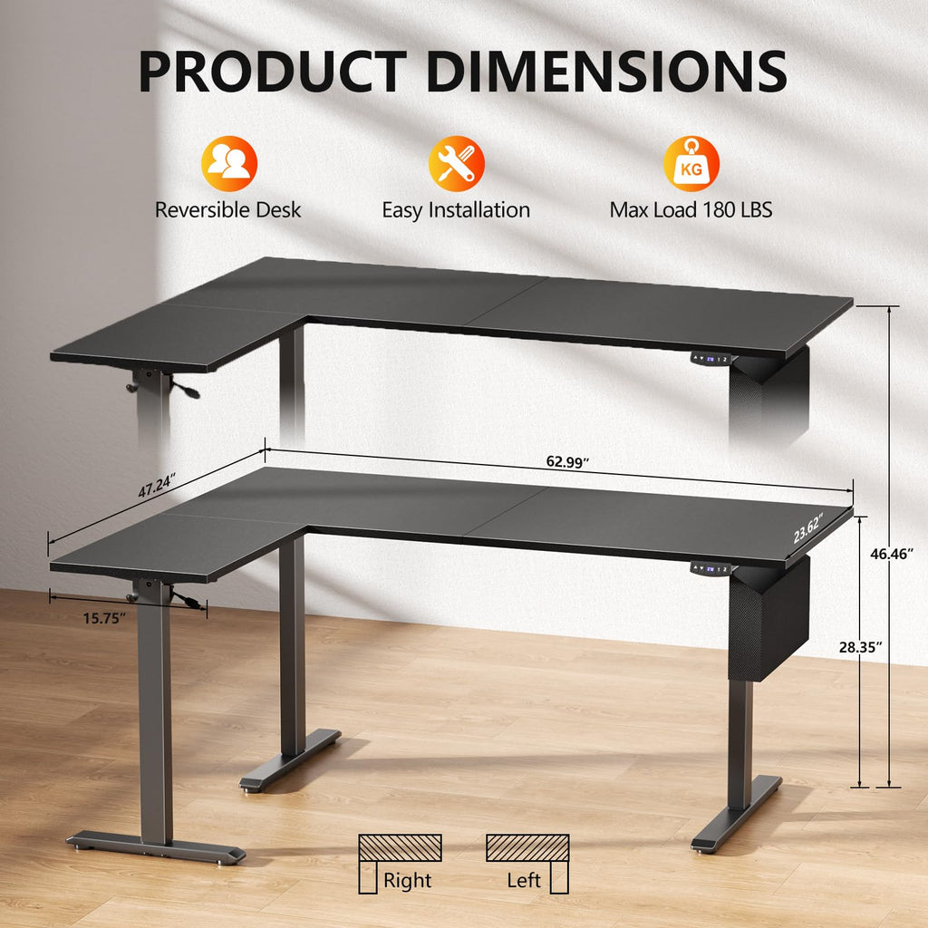 Korfile Standing Desk, Height Adjustable, Memory Presets