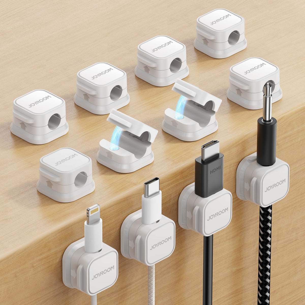 JOYROOM White Cord Organizer for Office Desk Cable Management