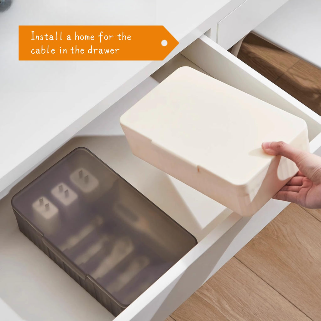 Atathro Extra-Wide Travel Cable Organizer Box with Lid