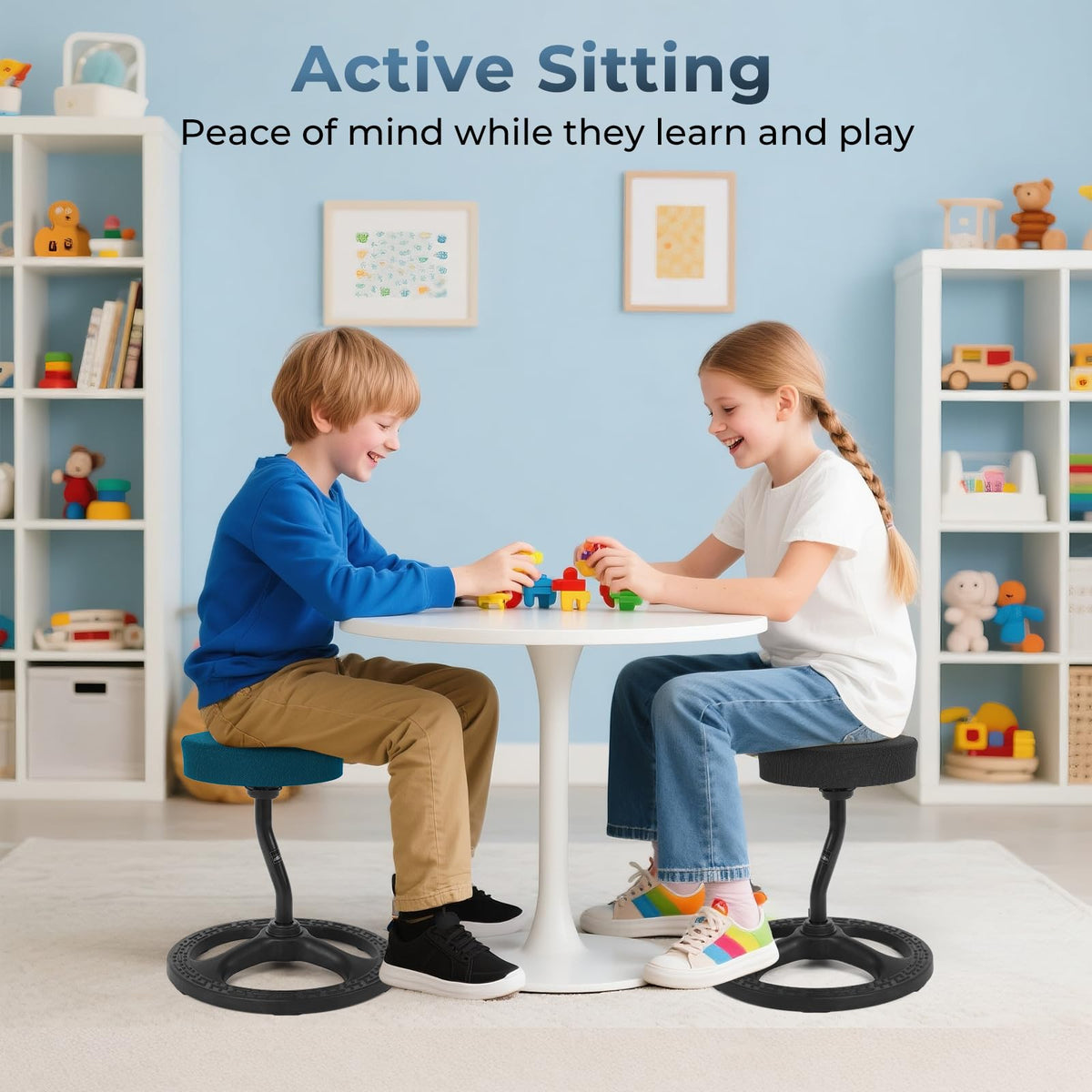 beyond SMART ADHD Chair for Child Adults, Stool Fitness Seat, for Stability, Balance, Yoga, Office, School, Wellness, Active Sitting with Non-Slip Base and Washable Seat Cover