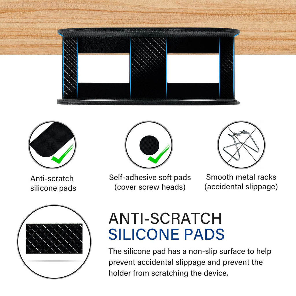 BYMECOST Under Desk Laptop Storage Mount, Metal Under Desk Device Holder, for Devices Up to 1.37" Thick, MacBook, Mini, Keyboard, Router, with Anti-Scratch Silicone