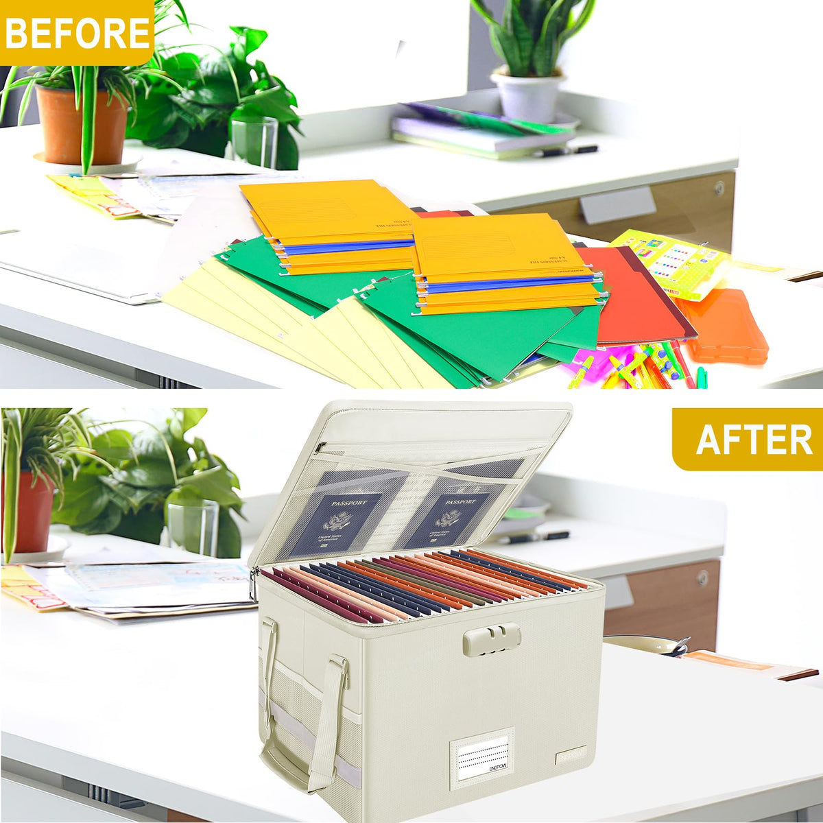ENGPOW Fireproof File Storage Box with Lock for Office