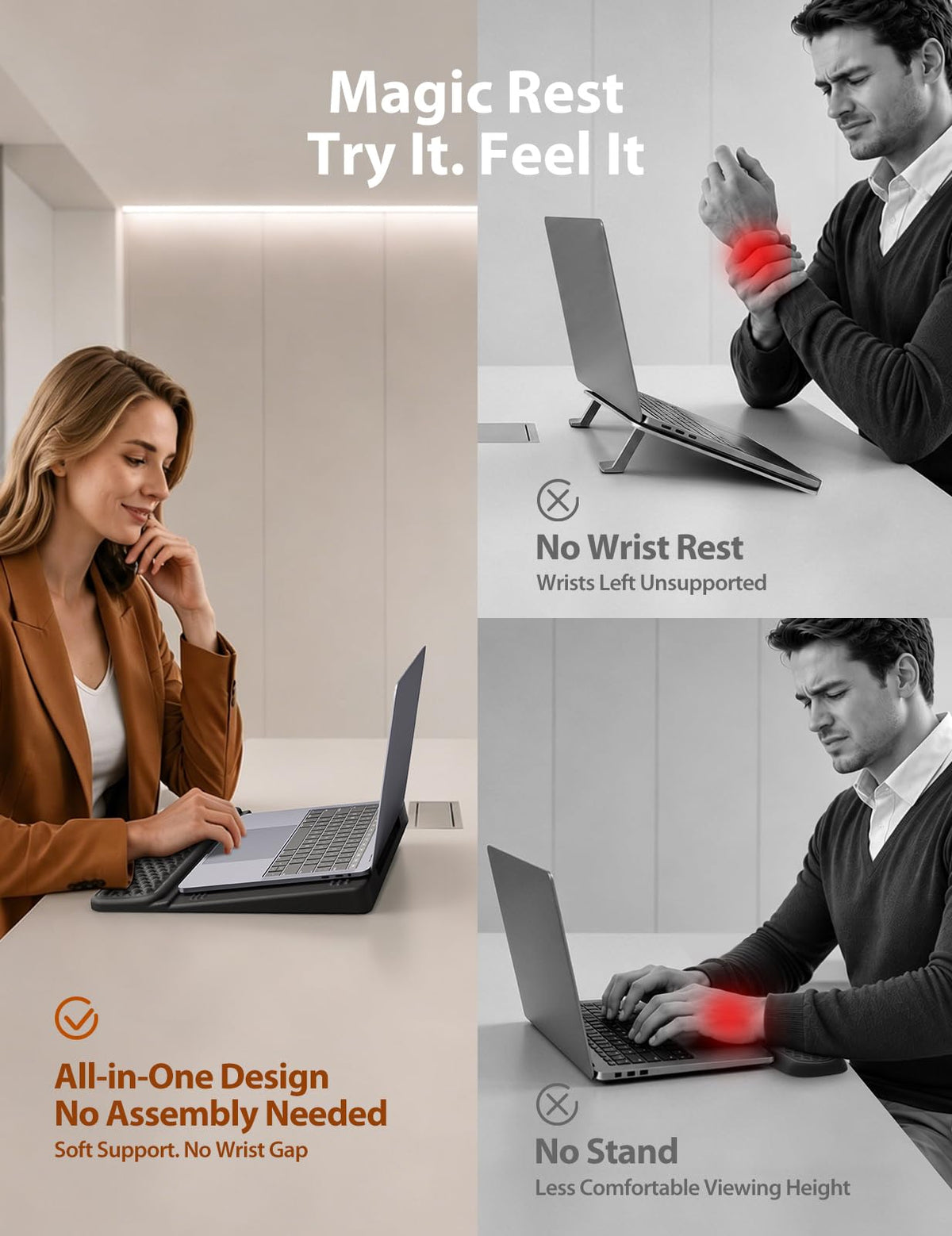 Vaydeer Laptop Stand and Wrist Rest Set for Office Use