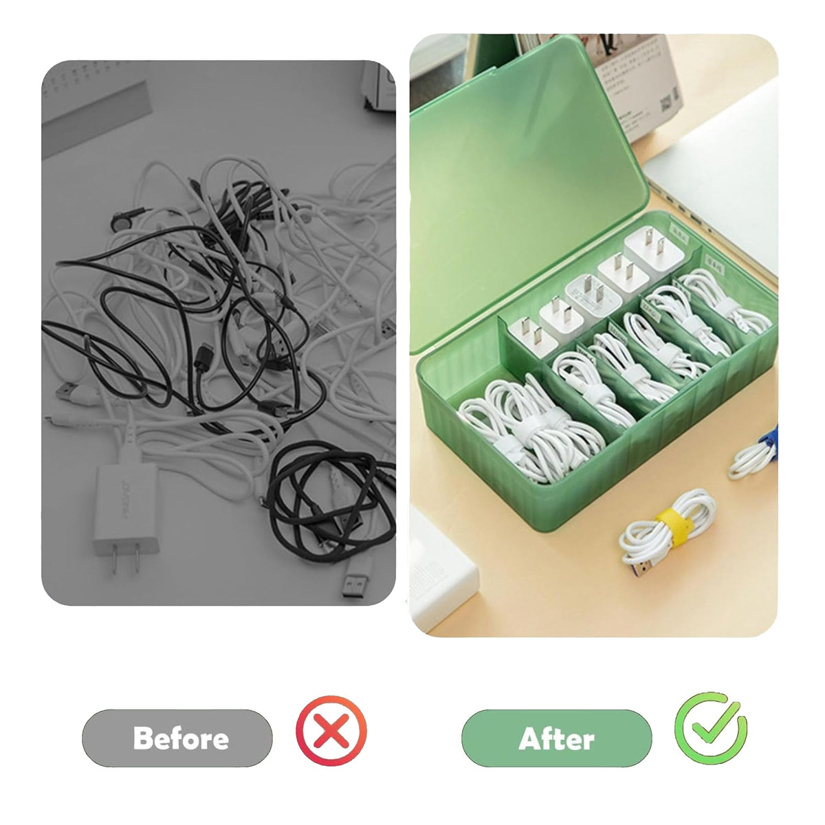 Atathro Extra-Wide Travel Cable Organizer Box with Lid