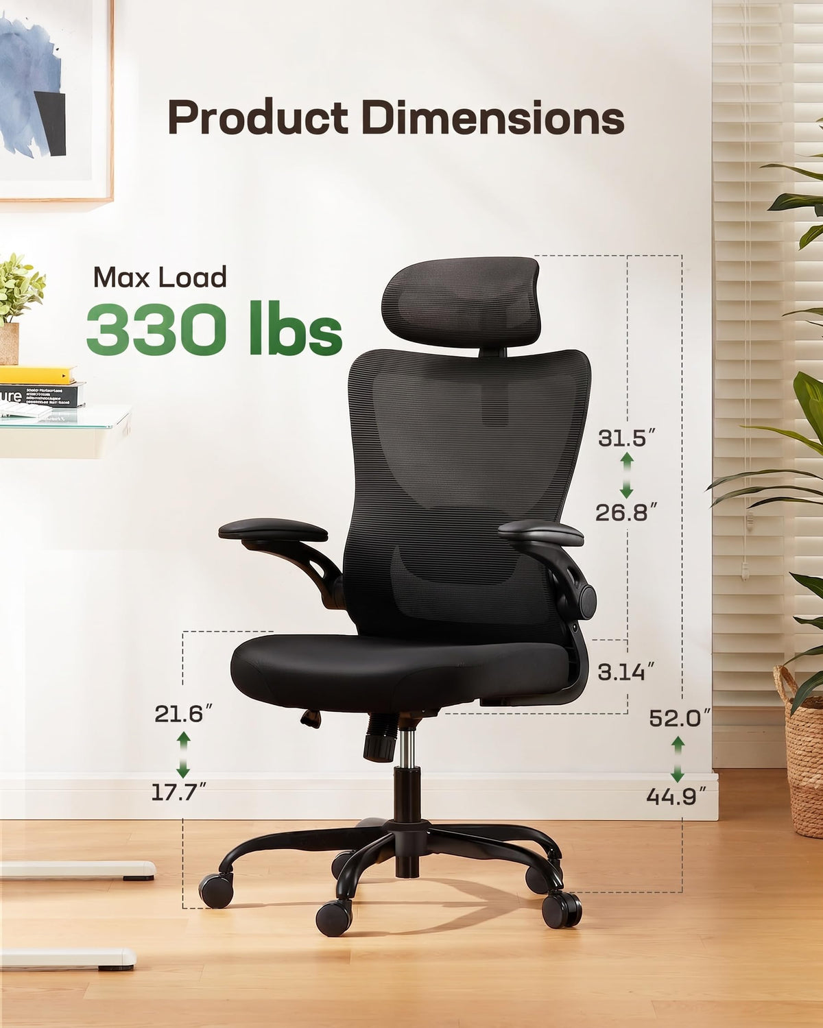 Marsail Ergonomic Office Chair with Adjustable 3D Armrests