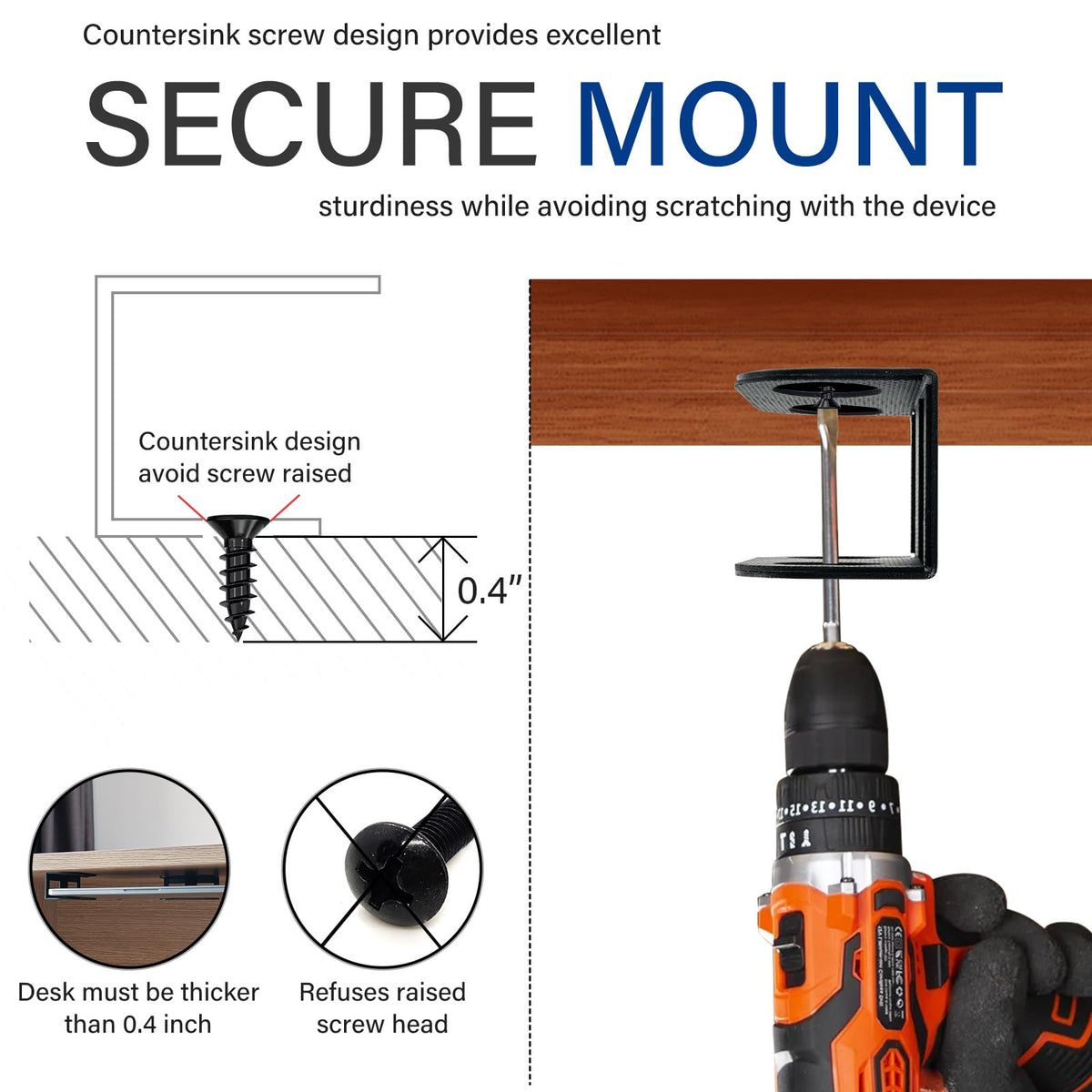 BYMECOST Under Desk Laptop Storage Mount, Metal Under Desk Device Holder, for Devices Up to 1.37" Thick, MacBook, Mini, Keyboard, Router, with Anti-Scratch Silicone