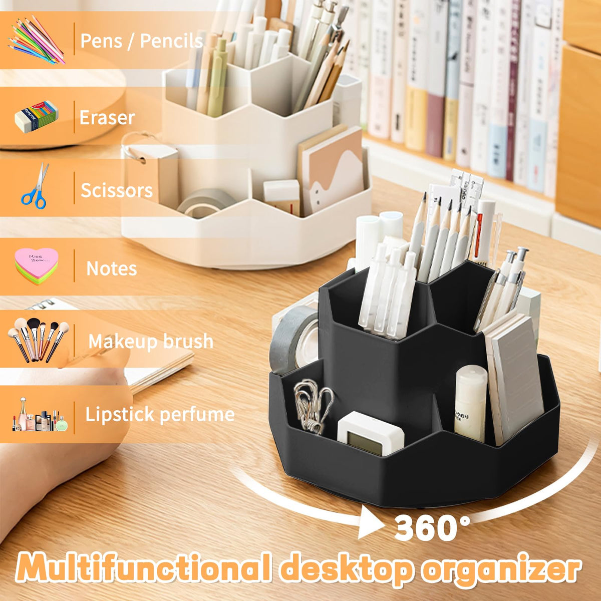 9-Slot 360° Rotating Desktop Pen and Pencil Organizer