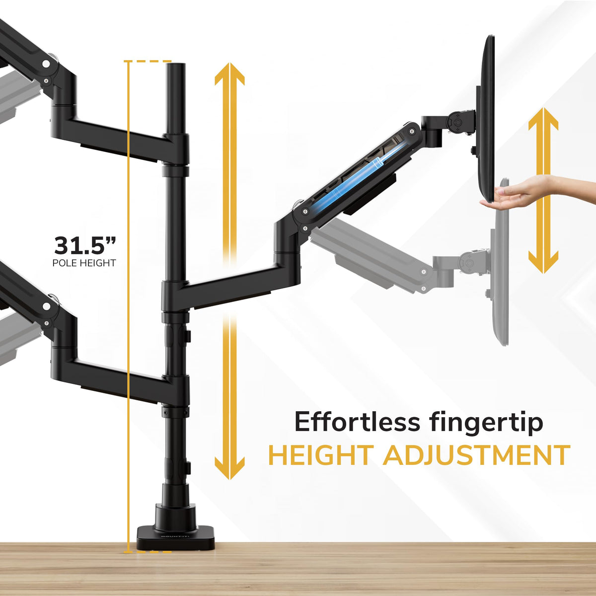 Mount-It! 2+1 Heavy-Duty Stacked Triple Monitor Mount