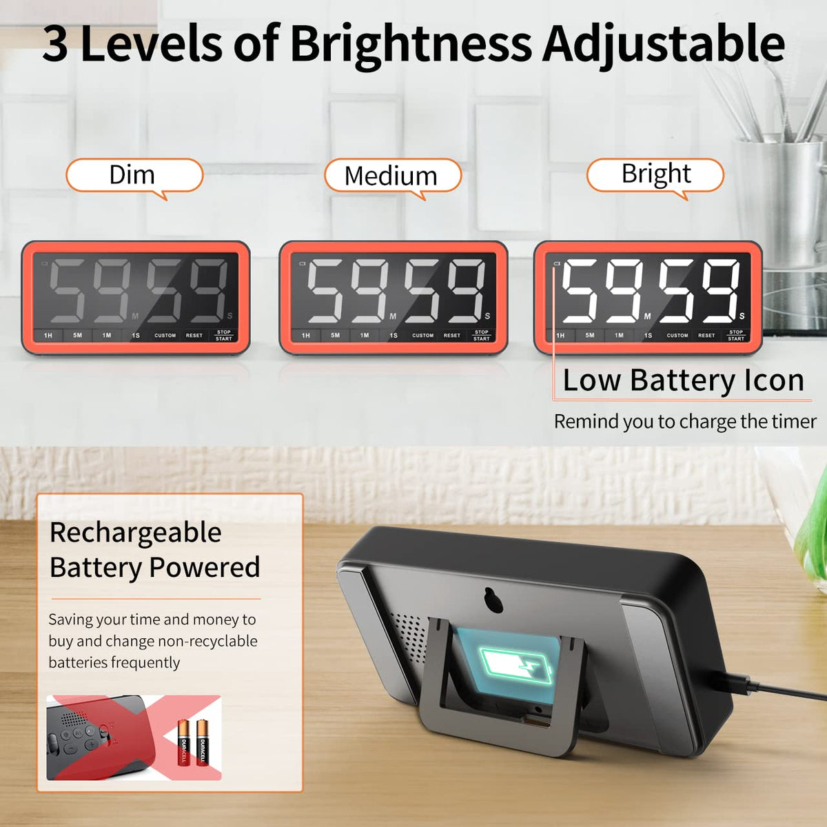 VOCOO 7.8-Inch LED Magnetic Digital Kitchen Timer