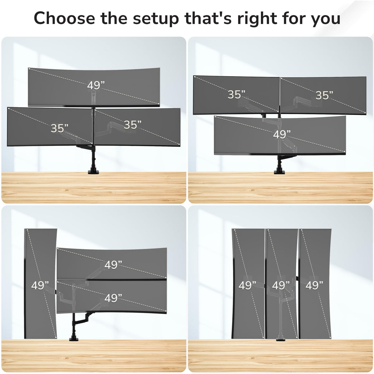 Mount-It! 2+1 Heavy-Duty Stacked Triple Monitor Mount
