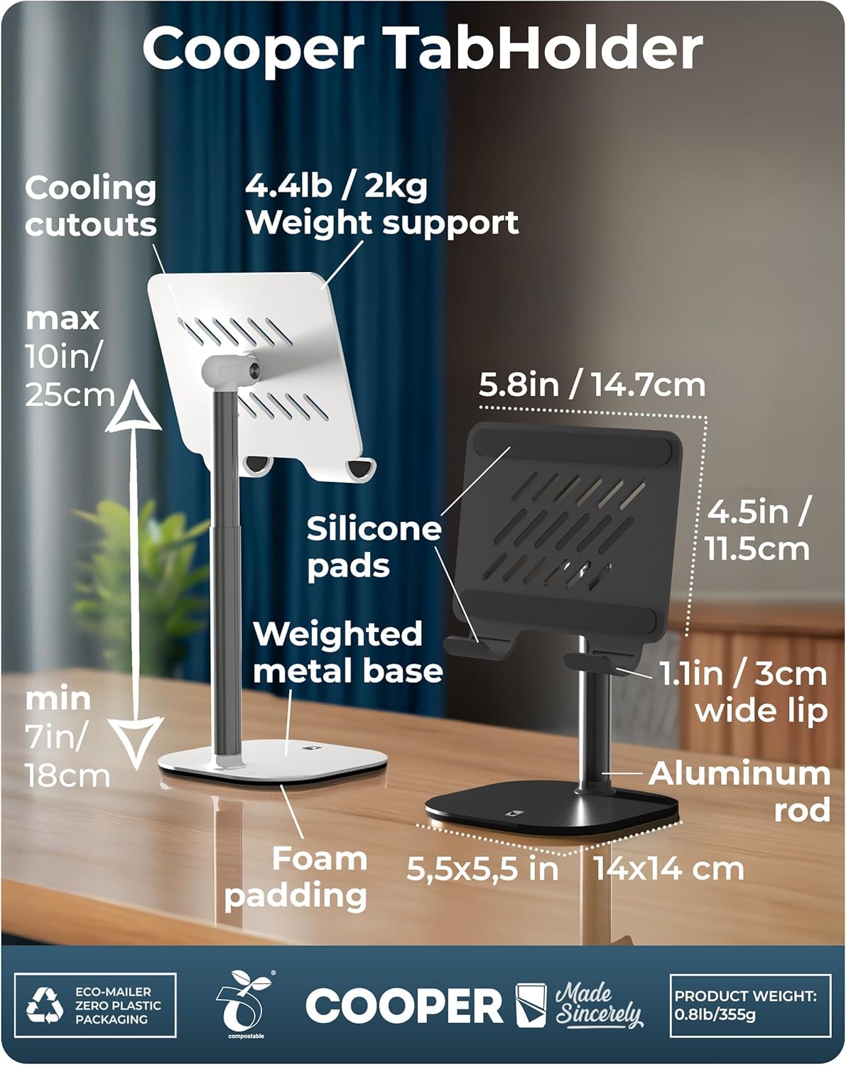 COOPER TabHolder Adjustable Tablet Stand with 270° Tilt